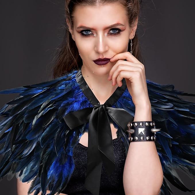 Gothic Natural Feather Shrug Feather Shawl Wrap Cape Victorian Collar for Halloween Cosplay Party Costume Accessories