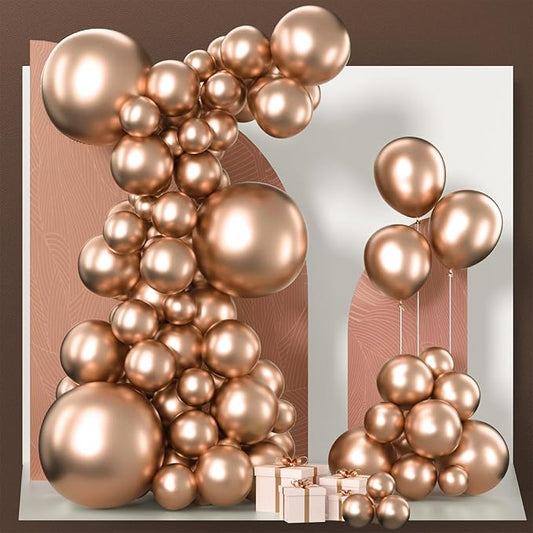 PartyWoo Metallic Rose Gold Balloons, 85 pcs Champagne Gold Balloons Different Sizes Pack of 18 Inch 12 Inch 10 Inch 5 Inch Balloons for Balloon Garland as Party Decorations, Champagne Gold-G112