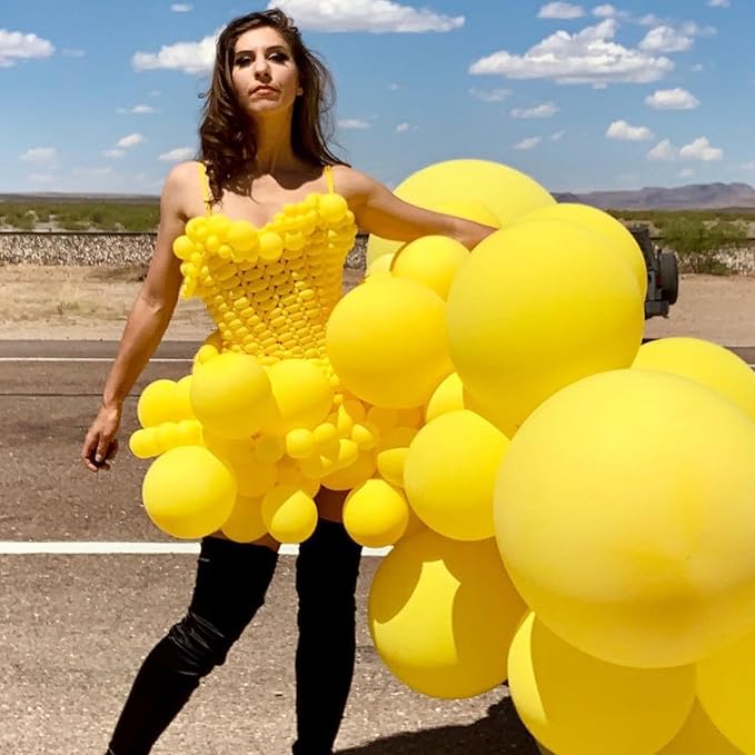 Yellow Balloons, 113Pcs Different Sizes Yellow Balloon Garland Arch Kit 18/12/10/5 Inch, Lemon Yellow Matte Latex Helium Party Balloons Garland for Birthday Sunflower Honey Bee Baby Shower Decorations