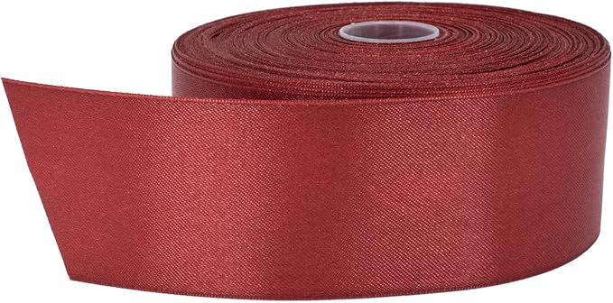 Burgundy Satin Ribbon, 2 inches x 50 Yards, Double Face Solid Color, Thick and Durable Ribbon Roll, 100% Polyester Ribbon for Gift Wrapping, Crafts, Hair and Multiple Decorations