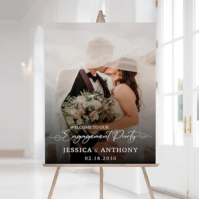Image With Engagement Party Welcome Sign Templates, Elegant Photos Engagement Party Signage #2