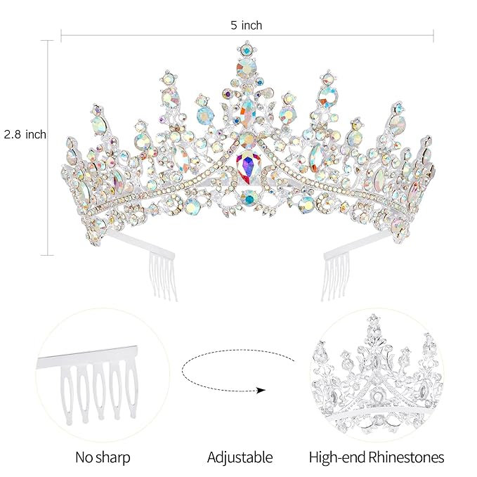 VELSCRUN AB Silver Crystal Birthday Tiara Crowns for Women Girls It's My Birthday Sash Queen Girls Princess Crown with Combs Happy Birth Party Decorations Mom Sisters Birth Gift Hair Accessories