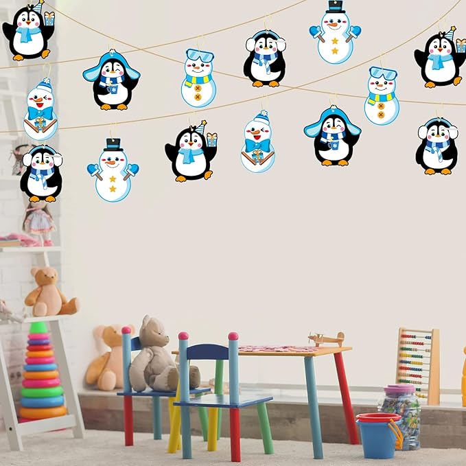 chiazllta 30 PCS Winter Christmas Craft Kits for Kids Holiday DIY Snowman Penguin Sticker Craft Ornament Xmas Art Craft for Party Home Class Game Activities…