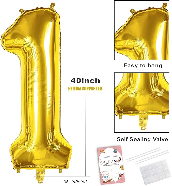 Smlpuame 40 inch Number Balloon 0-9 Gold Large Number 19 Balloons,Digital Balloons for Birthday Party Celebration Decorations Supplies, Helium Foil Number Balloons for Wedding Anniversary
