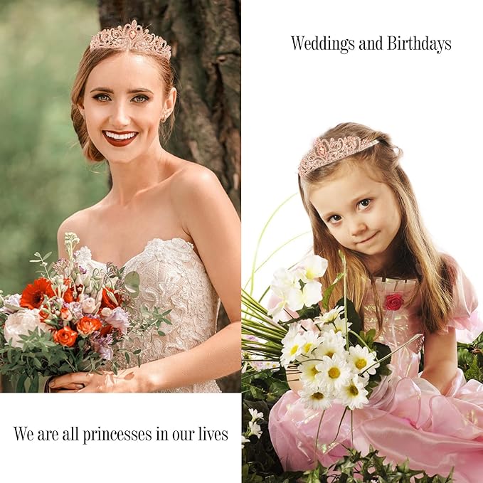 VELSCRUN Birthday Tiara & Crown Set - Princess Sash, Happy Birthday Girl Tiara, Party Decorations & Gifts