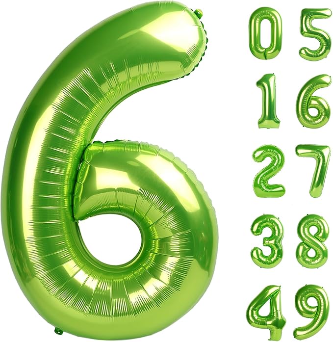 40 Inch Light Green Mylar Foil Number 6 Birthday Balloon, Digital Balloons for 6 16 Boy Girl Party Decorations Supplies, Light Green Big Helium Balloon Numbers for 26 36 46 60 Men Women Anniversary