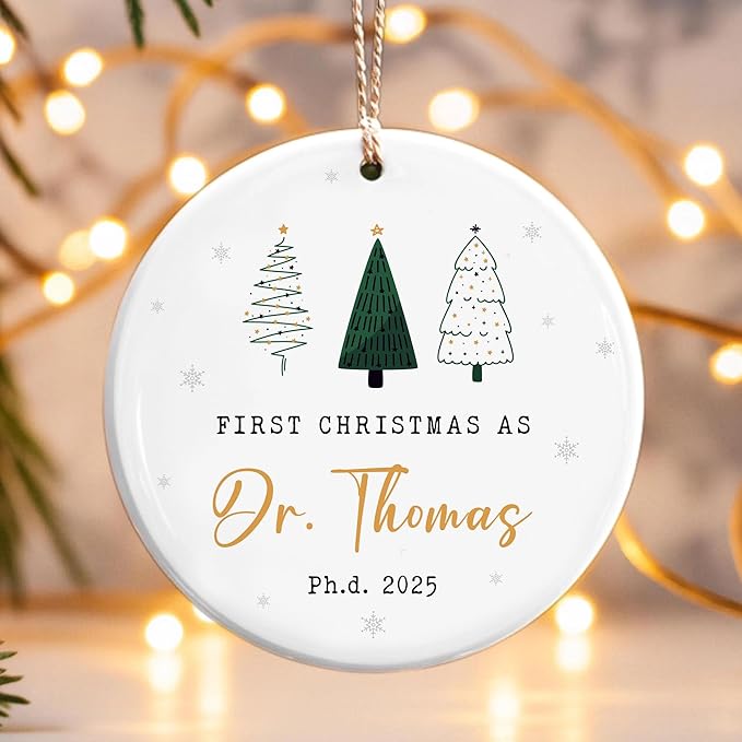 Personalized First Christmas As Doctor Christmas Ornaments 2025, Phd Graduation Gifts for Men Women, Custom Doctorate Grad Gifts, Phd Doctoral Graduation Ornament, Class of 2025, Dr Gift