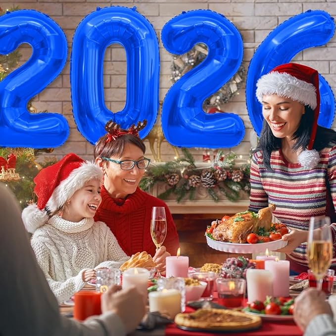 2026 Balloons 40 Inch Foil Number Balloons 2026 Number Balloon for New Year Eve Festival Christmas Birthday Wedding Anniversary Party Supplies, New Years Decorations Blue