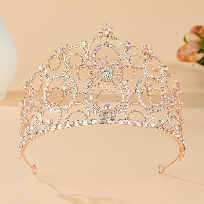Crystal Crowns for Women, Crystal Bubble TiaraBride Royal Queen Headband Princess Headpieces for Women Bridal Wedding Prom Birthday Party Crowns