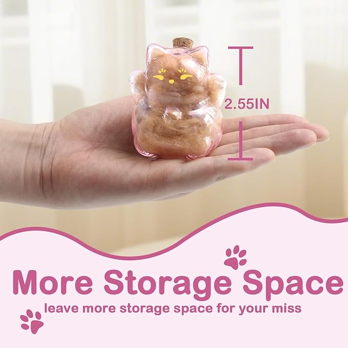 【NEW】Memorial Bottle for Pet Hair with Base, Pink Cat Pet Fur Keepsake, Pet Hair Memorial Keepsake, Pet Memorial Gifts for Cats, Cat Keepsake Fur Holder Cat Whisker Jar Memory Sympathy Gift - Pink