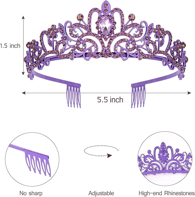 VELSCRUN Birthday Tiara & Crown Set - Princess Sash, Happy Birthday Girl Tiara, Party Decorations & Gifts