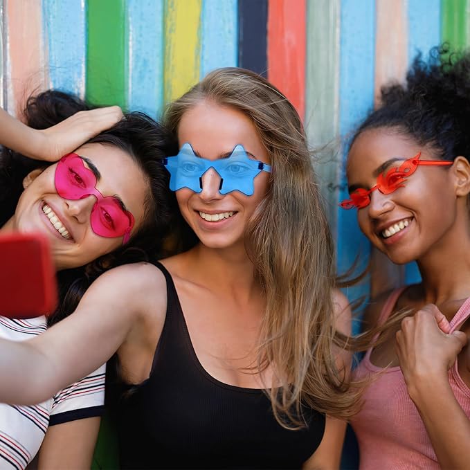 Pibupibu 12/24 Pack Fun Mixed Rimless Party Glasses Bulk, Colorful Funny Sunglasses Set for Bachelor Party Favors