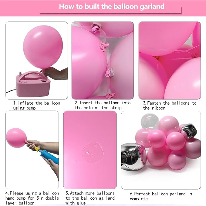 Pink Silver Balloon Garland Double Stuffed Light Pink Balloon Arch Kit with Clear Bobo Balloons for Birthday Baby Shower Wedding Bridal Shower Princess Party Decorations