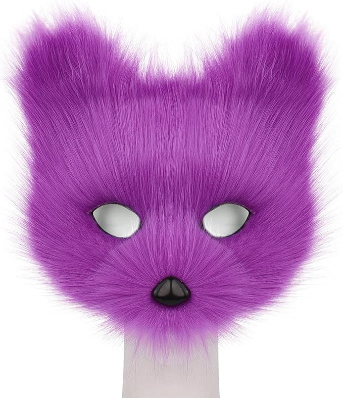 Animal Fox Wolf Mask Halloween Party Cosplay Costumes Props Plush Cat Half Face Masks Carnival Christmas Masquerade