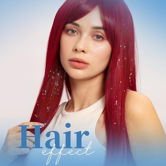 Teenitor Face & Body Glitter - Blue, Hair Glitter Gel, 6 Shapes Festival Makeup Glitter for Face, Hair & Body