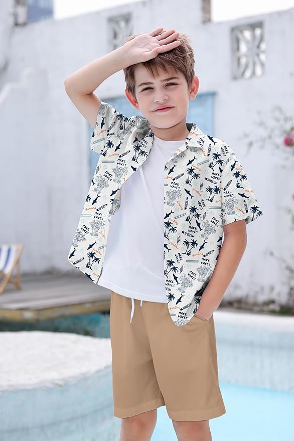 Cromoncent Matching Hawaiian Outfits for Family, Dad and Son Matching Luau Beach Tropical Shirts Mommy Daughter Tropical Sets