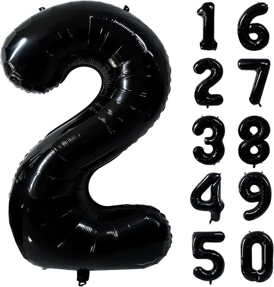 40 inch Black 2 Number Balloon Giant Foil Helium Balloons Black Large Digital Balloon 2 Number 2 Balloons for 2nd Birthday Party Decorations Anniversary Events Decoration Supplies