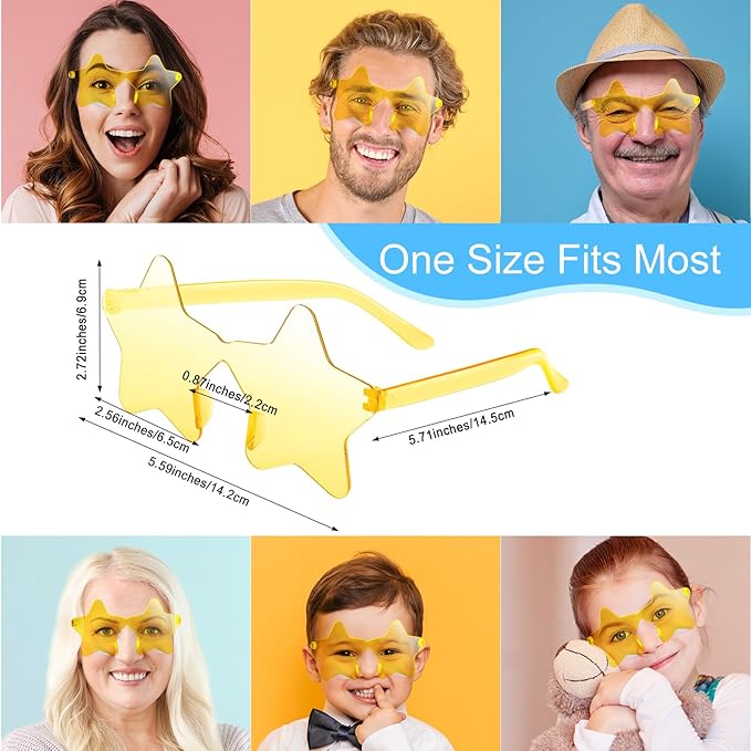 Morcheiong 10/20/30/40 Pack Star Sunglasses Colorful Rimless Sunglasses, Cool Pool Wedding Party Favor Pentagram Glasses