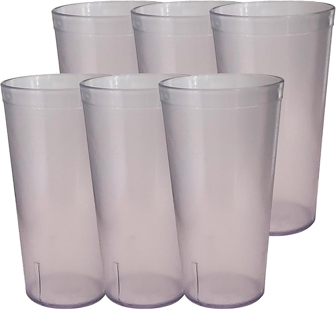 Party Outlaw Clear Plastic Cup Tumblers 6 Pc 16oz Lightweight, Heavy Duty Stackable Cafe Style Plastic Glasses. Reusable & Dishwasher Safe Ice Tea & Water Cupsafe Ice Tea & Water Cups