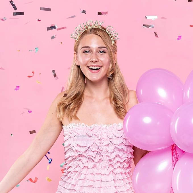 Gold Birthday Girl Headband,Glitter Letter Tiara,HappyBirthday Tiara for Women Girls Princess Crown Rhinestones Accessories Birthdays Girl Crown for Party Deco Gift