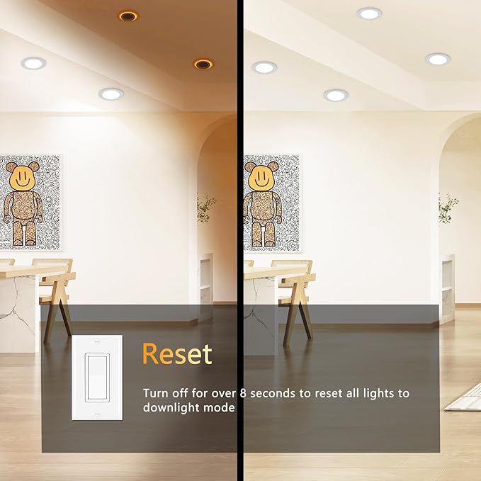CycevSun Recessed Lighting 4 Inch with Night Light, Dimmable 5CCT Canless Ultra Thin Wafer Downlight Soffit with Junction Box, 9W, ETL & Energy Star, 6 Pack