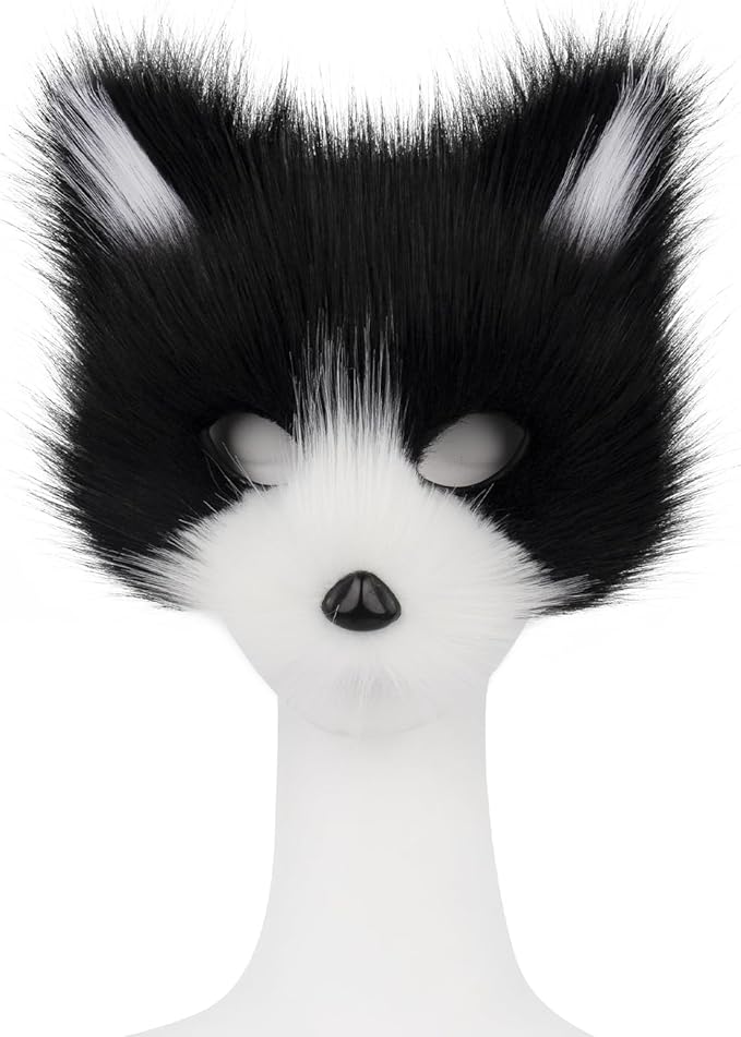 Animal Fox Wolf Mask Halloween Party Cosplay Costumes Props Plush Cat Half Face Masks Carnival Christmas Masquerade