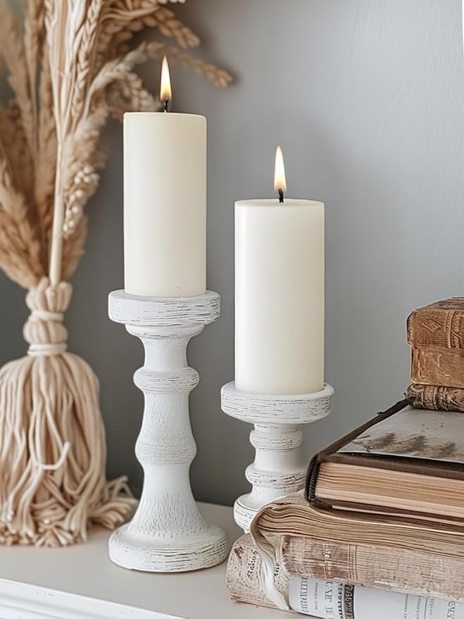 White Pillar Candles - Set of 6, 70 Hour Long Burning, Unscented and Dripless Pillar Candles Bulk, Large Candles Bulk(3x6 inch) for Christmas Lights, Weddings, Parties, Spas, Home Decor