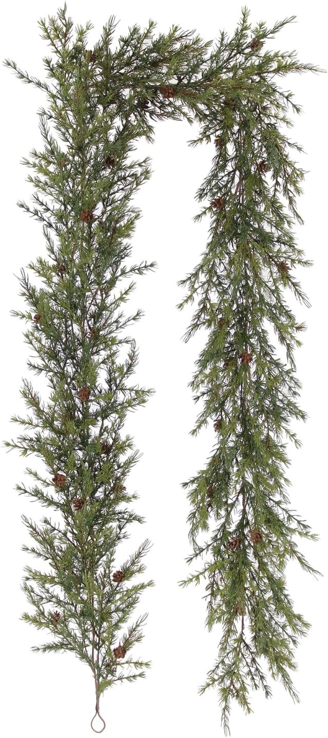 CG Hunter Holiday Collection Faux Garland, Premium Artificial Indoor and Outdoor Large 9-ft Pinecone Christmas Garland, Christmas Decorations and Holiday Greenery