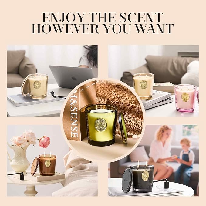 M&SENSE Large Two-Wick Soy Candle | Vanilla Dream & White | 19.8 oz, 120H Burn Time | Luxury Scented Candle for Relaxation, Gifting, Home Décor | Ideal for Bedroom, Office, Party Ambiance