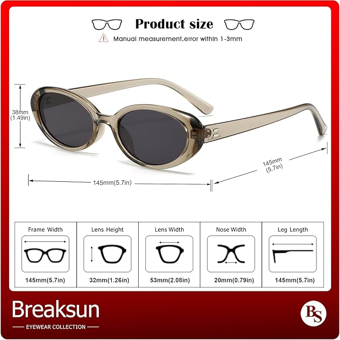 Retro Oval Sunglasses for Women Men Fashion Small Oval Sunglasses 90s Vintage Shades