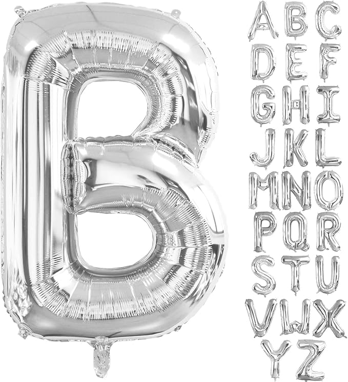 Lovoir 40 Inch Large Silver Letter B Balloons Big Size Jumbo Mylar Foil Helium Balloon for Birthday Party Celebration Decorations Alphabet Silver B