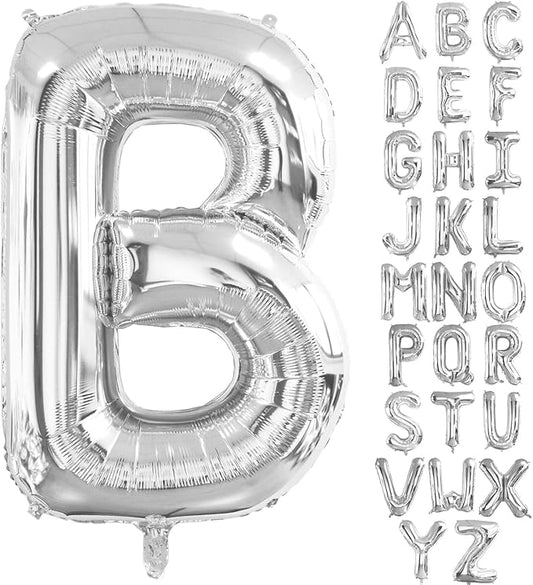 Lovoir 40 Inch Large Silver Letter B Balloons Big Size Jumbo Mylar Foil Helium Balloon for Birthday Party Celebration Decorations Alphabet Silver B