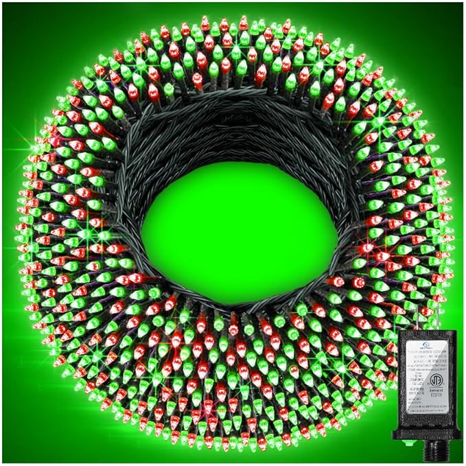 1500 LED 470FT Christmas String Lights Outdoor, 12 Pro Modes and Timer Memory & Brightness, Plug in Waterproof Dark Green Wire Twinkle Light for for Xmas Yard Tree Wedding Party Decor (Red & Green)