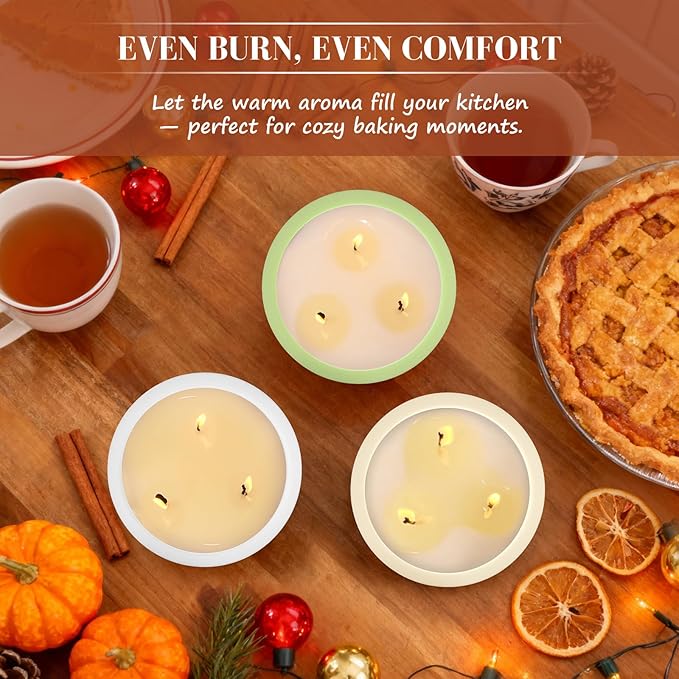 Viyffo Christmas Candles – Vanilla & Cinnamon, 3 Wick 20oz Large Scented Candle, Non Toxic Soy Fall Candles for Women & Men, Luxury White Jar Perfect for Thanksgiving, Winter Holiday Gift & Home Decor