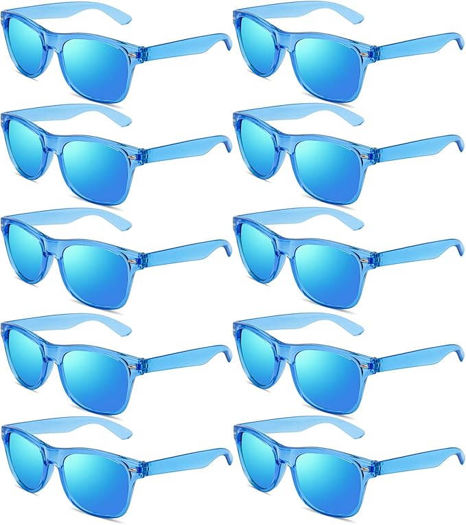 Pibupibu 10/20 Pack Neon Party Sunglasses Bulk,Wholesale Retro 80s Colorful Mirrrored Lens Sunglasses Party Favors
