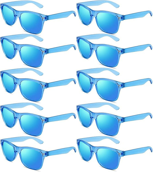 Pibupibu 10/20 Pack Neon Party Sunglasses Bulk,Wholesale Retro 80s Colorful Mirrrored Lens Sunglasses Party Favors
