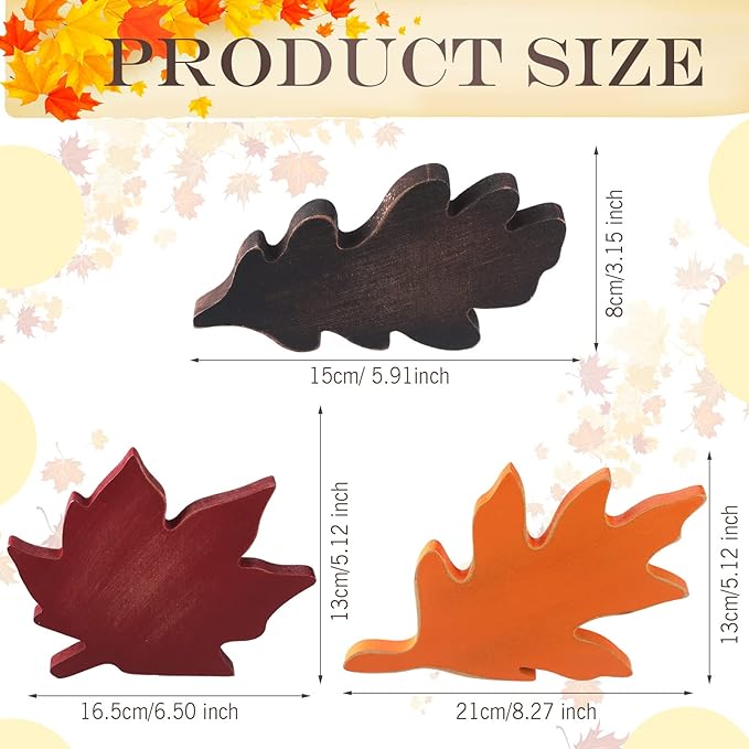 Qunclay 3 Pcs Fall Thanksgiving Decor Maple Leaves Wood Sign Autumn Leaves Wooden Table Centerpieces Fall Tiered Tray Decor Decorations for Thanksgiving Home Table Desk