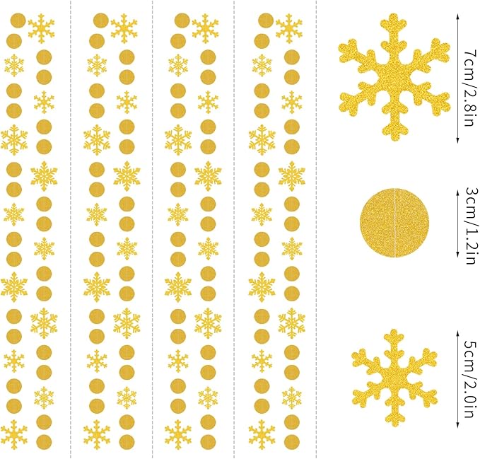 Snowflake-Snow Gold Christmas Party-Decoration Garland - 52Ft Winter Wonderland Frozen Hanging Paper Streamers,Birthday New Year Supplies Decor Lasting Surprise