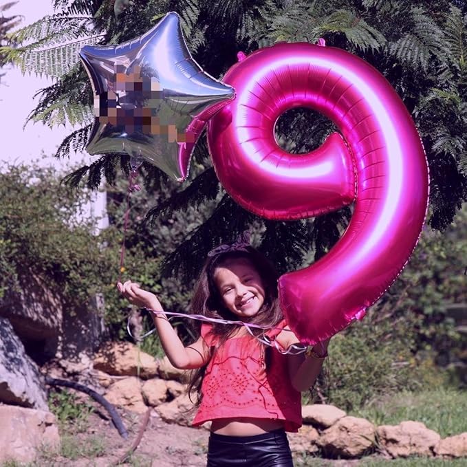 40 Inch Big Rosy Purple 9 Balloon Number, Jumbo Giant Happy 9th 19 29 39 49 99 Birthday Party Decorations,Rosy Purple Large Nine Mylar Foil Anniversary Birthday Party Engagement Decorations