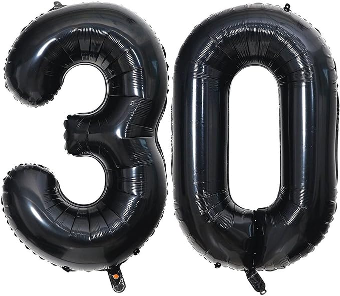 40 Inch Black 30 Number Balloons Giant Jumbo Huge 30 Foil Mylar Helium Number Digital Balloons Black Birthday Mylar Digital Balloons Dirty 30th Birthday Party 30th Anniversary Events Party Decorations