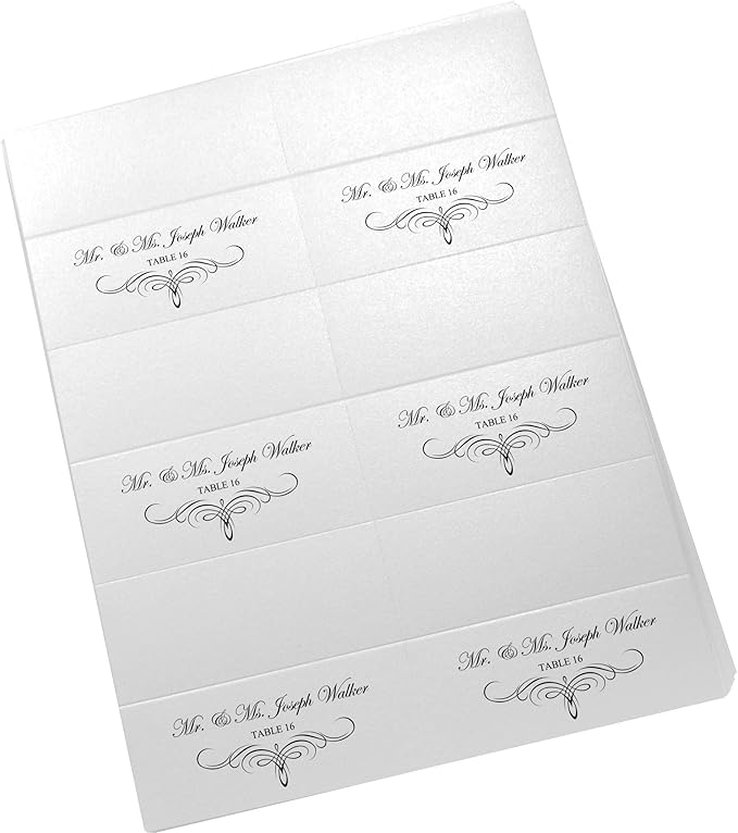 Decadent Flourish Printable Place Cards, Black (Choose Color), Set of 150 (25 Sheets), Laser & Inkjet Printers - Wedding, Party, Dinner, and Special Events - Made in the USA