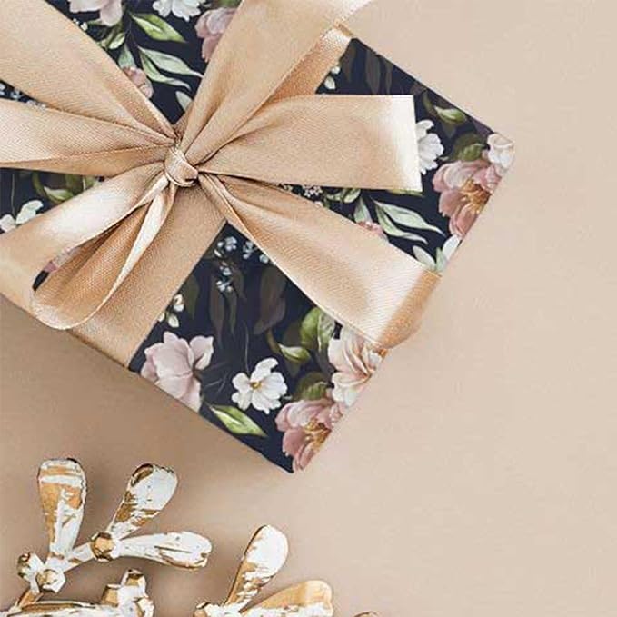 YXTII Floral Wrapping Paper -17 Inch x 9.8 Feet, Double-Sided Flower Gift Wrap Perfect for Wedding, Birthday, Bridal Shower, Halloween, Christmas