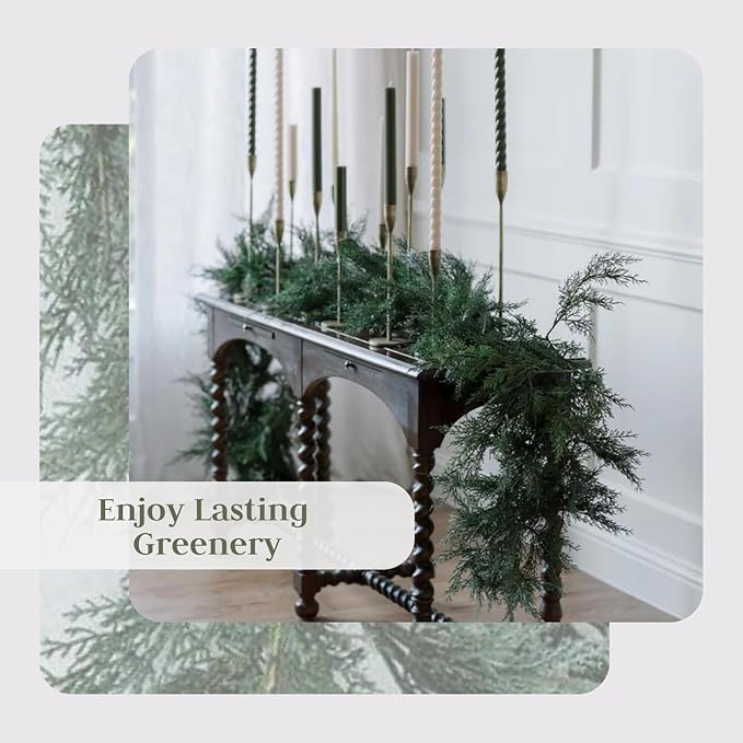 CG Hunter Holiday Collection Cedar Garland, Premium Artificial Indoor & Outdoor Cedar 9' Long Christmas Garland, Christmas Decorations and Holiday Greenery