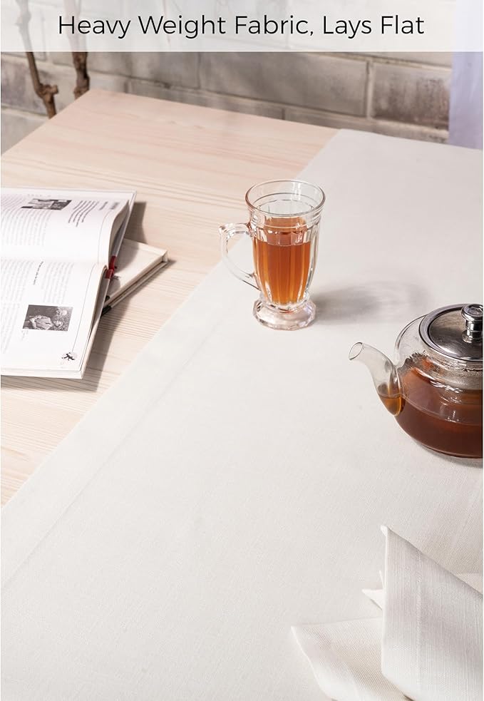 D'Moksha Homes Ivory Table Runner 14 x 48 Inch - Faux Linen Coffee Table Runner - Wrinkle Resistant, Machine Washable Ideal for Dresser, Fall, Thanksgiving, Christmas, Holiday - 100% Recycled Fabric