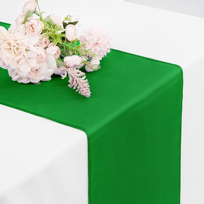 10 Pack Satin Table Runner 12 x 108 Inch Long,Satin Silk Table Runner for Wedding,Birthday Party and Banquet Decoration,Emerald