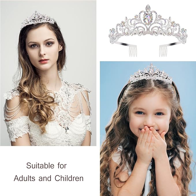 Velscrun Birthday Queen Tiaras Crown for Women, Girls Princess Crowns for Women, Queen Tiara for Mom, Silver Birth Crown Headband Birth Sash, 30th 40th 50th Birthday Prom Party Decorations for Mother