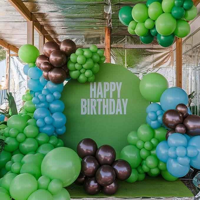Green Brown Balloons, 50pcs Green Balloon, Dark Brown Light Lime Grassy Teal Blue Balloon for Boy Man Teen Jungle Forest Theme Game Birthday Party Baby Shower Wedding Decorations