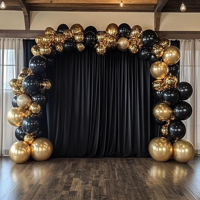 Black Balloons 125 Pcs Different Sizes Pack of 18 12 10 5 Latex Balloons for Birthday Party Black Balloon Arch Kit Garland Graduation Halloween New Year Anniversary Decoration