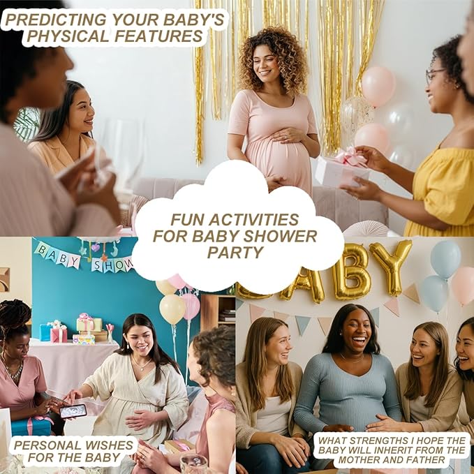 Zopedia Baby Prediction for Baby Shower, 50 Pcs Babies Shower Prediction Cards for Parents To Be, Funny Gender Reveal Guessing Game Activities for Party A04