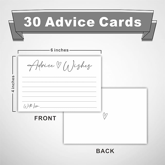 30 Advice And Wishes Cards, Minimalism White Wishes Cards For Wedding, Bridal Shower, Advice And Wishes For The Mr And Mrs, Baby Shower, Graduation, Retirement, Anniversary, Party Favor & Supplies-A01